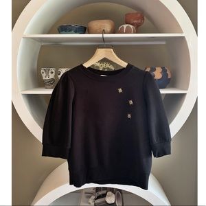 black beetle puffy sleeve short sleeve sweatshirt